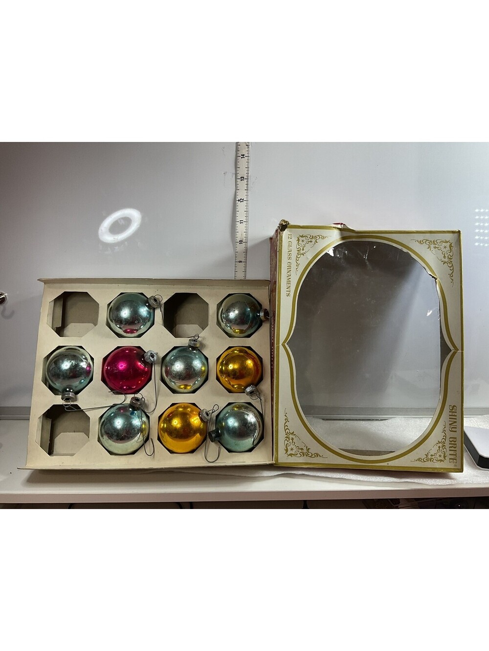 Vintage 9 Shiny Brite Ornaments 2” IOB